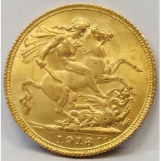 AUSTRALIA 1918 . ONE 1 SOVEREIGN . PERTH . GOLD